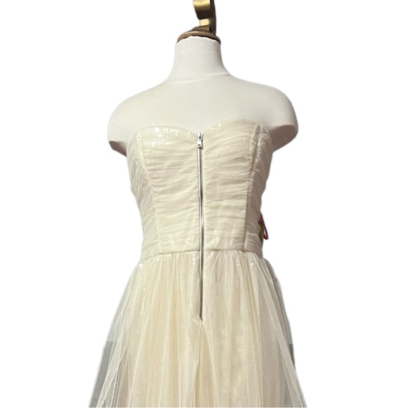 NWT Betsey Johnson Lined Zip Front Ruched Sequin Wedding Formal Prom Dress Sz 14 - Picture 14 of 16